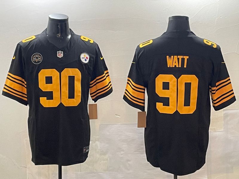 Men Pittsburgh Steelers #90 Watt Black 2024 Nike Limited NFL Jersey style 01082